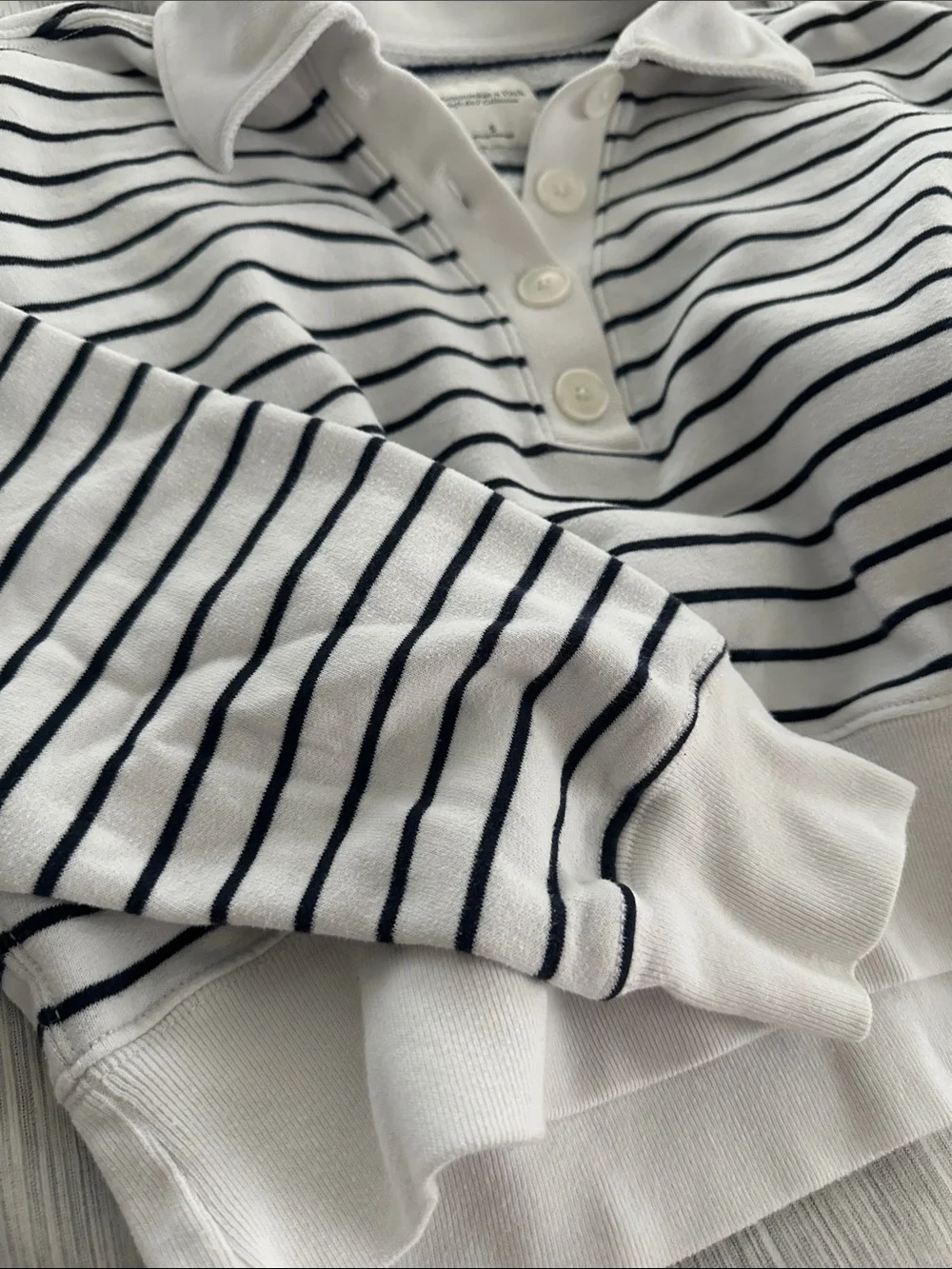 Abercrombie & Fitch Striped Polo Sweatshirt - Picture 3 of 7